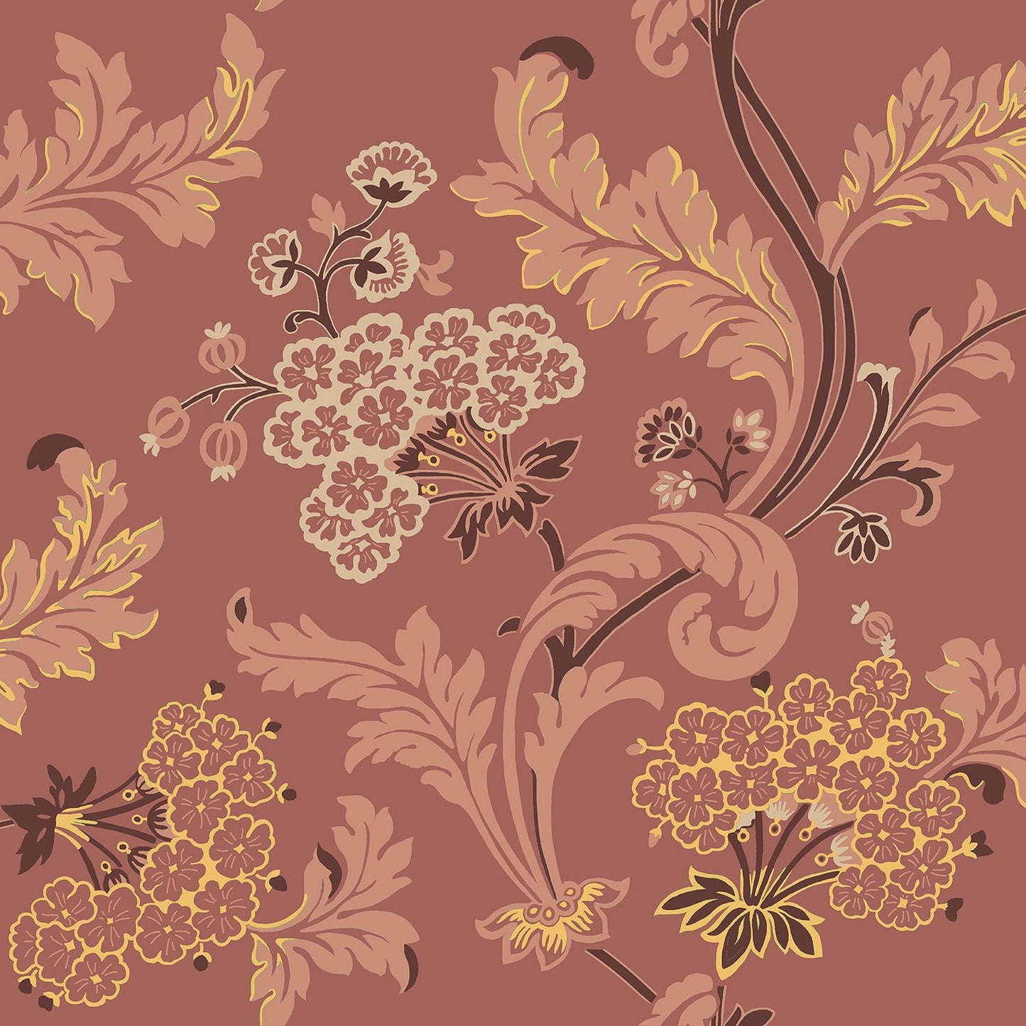 Lydias Gard Wallpaper - Gold/Red