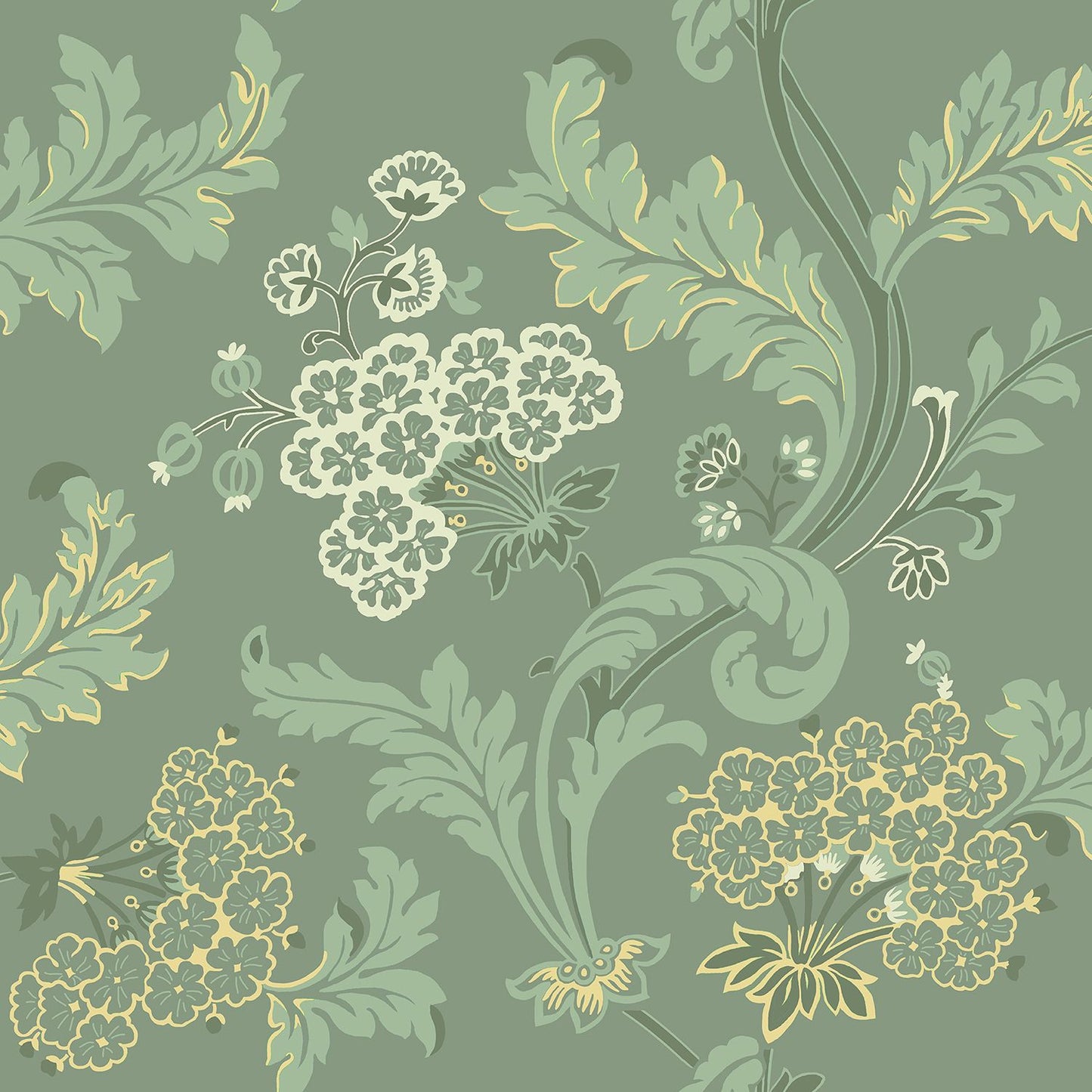 Sample - Lydias Gard Wallpaper - Gold/Green
