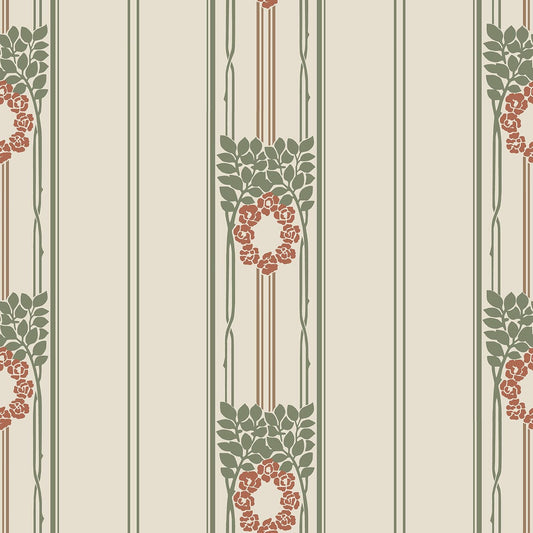 Ramsjo Wallpaper - Beige/Red