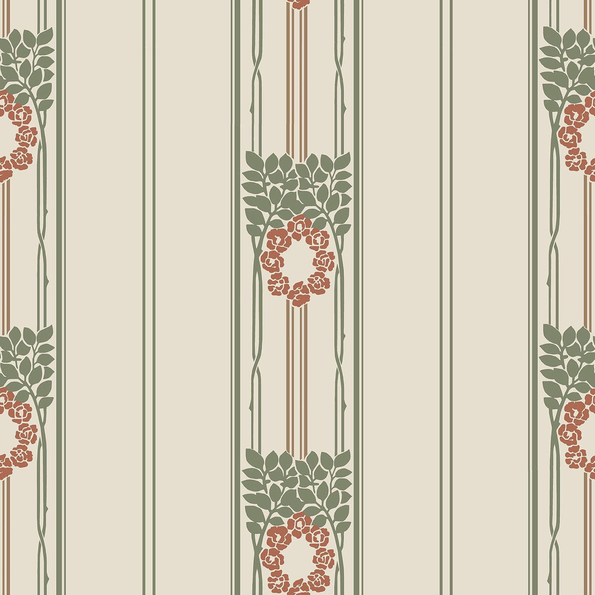Sample - Ramsjo Wallpaper - Beige/Red