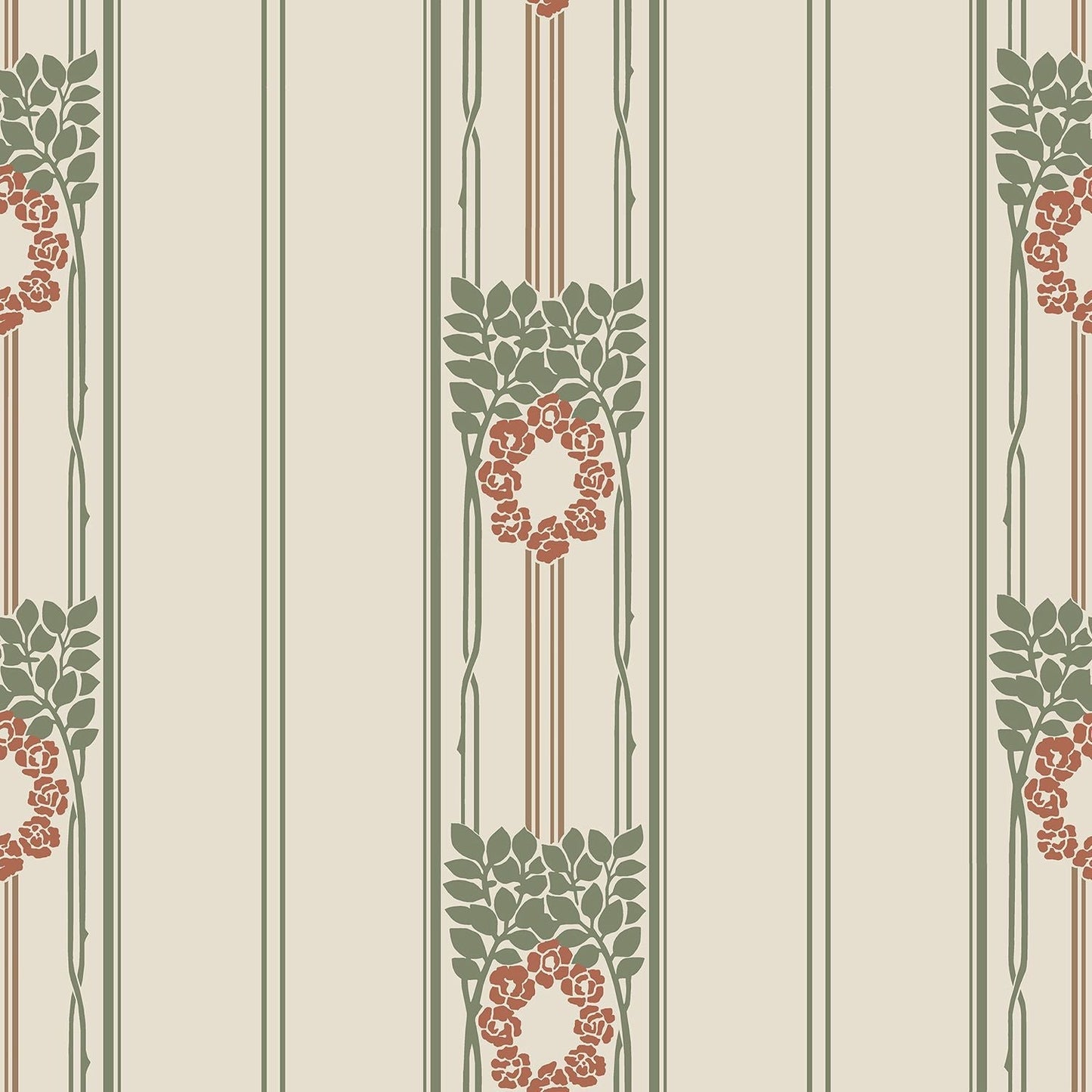 Sample - Ramsjo Wallpaper - Beige/Red