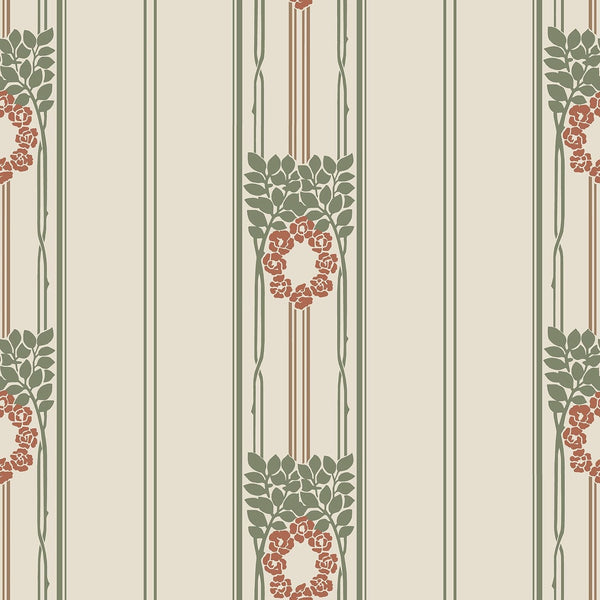 Sample - Ramsjo Wallpaper - Beige/Red