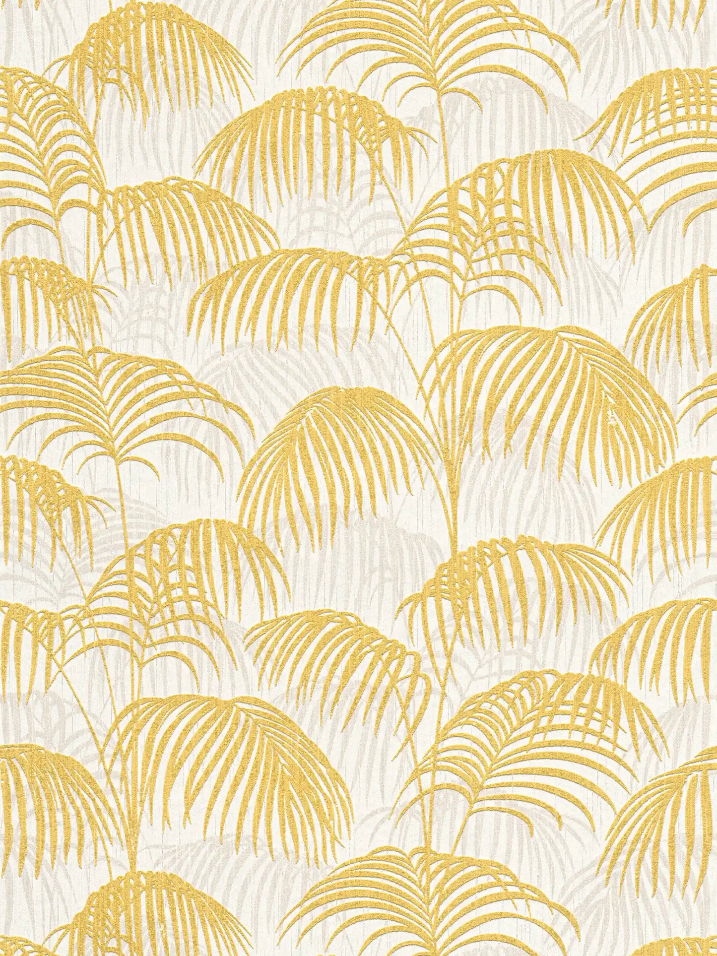 Sample - Textured Palm Silk Wallpaper - Yellow and White