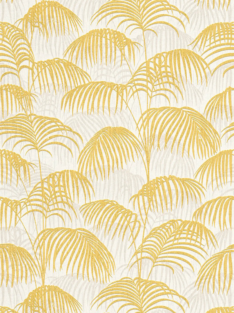 Sample - Textured Palm Silk Wallpaper - Yellow and White