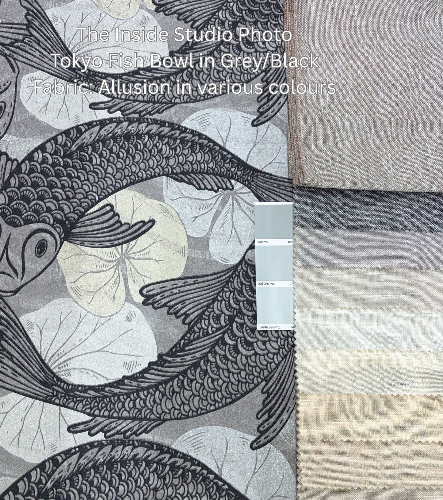 Tokyo Fish Bowl Wallpaper - Grey/Black - Discontinuing