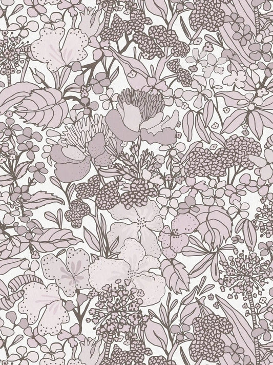 Floral Impression Wallpaper - Grey & White
