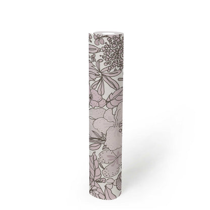 Floral Impression Wallpaper - Grey & White
