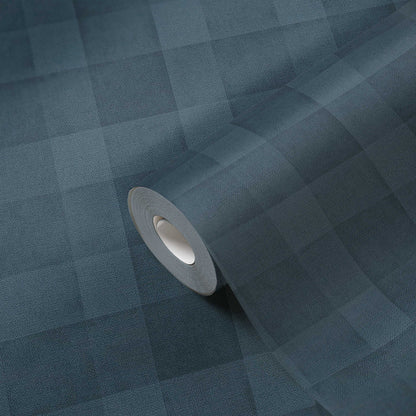 Bistro Plaid - Checkered Wallpaper - Blue