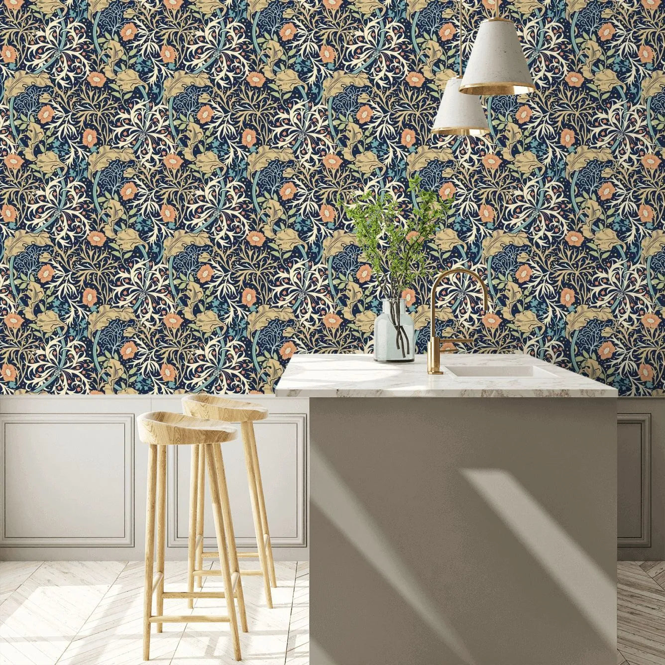 Seaweed Garden Wallpaper - Ohpopsi - Navy