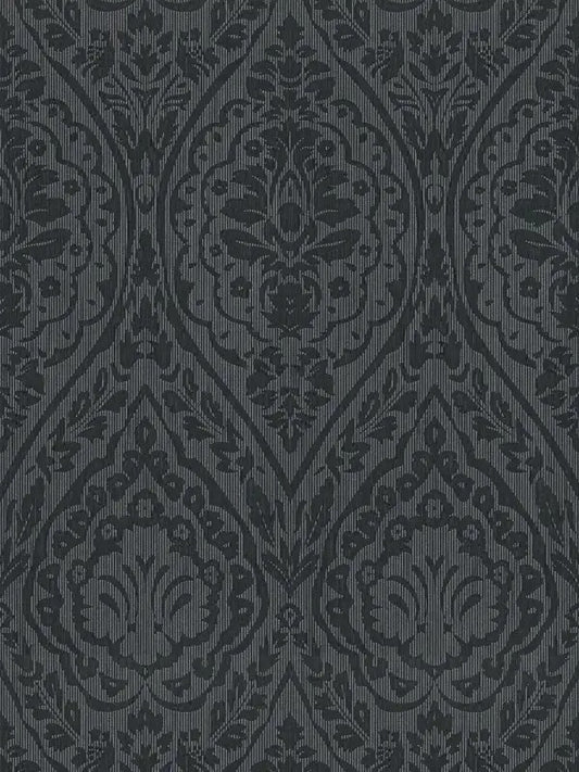 Textured Damask Textured Wallpaper - Grey/Black