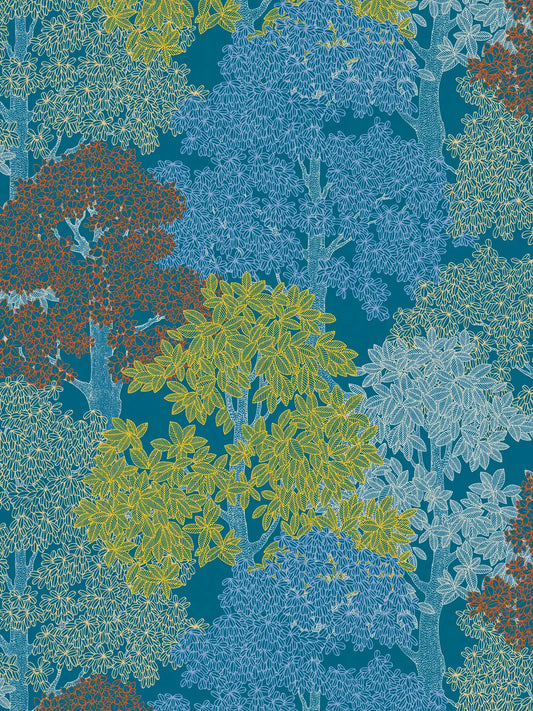 Colourful Forest Trees Wallpaper - Blue