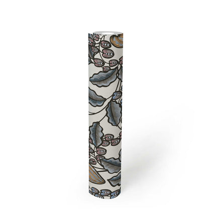 Floral Vine Wallpaper - White/Blue