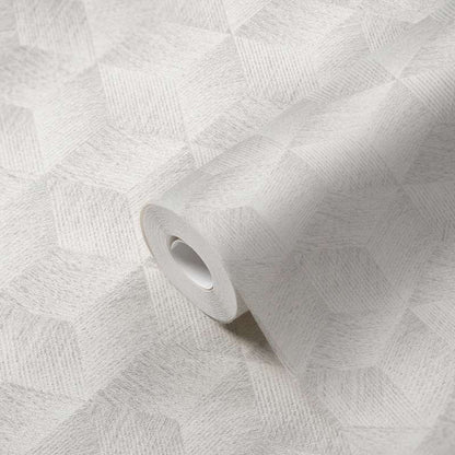 Modern Cubes - Geometric Wallpaper - White