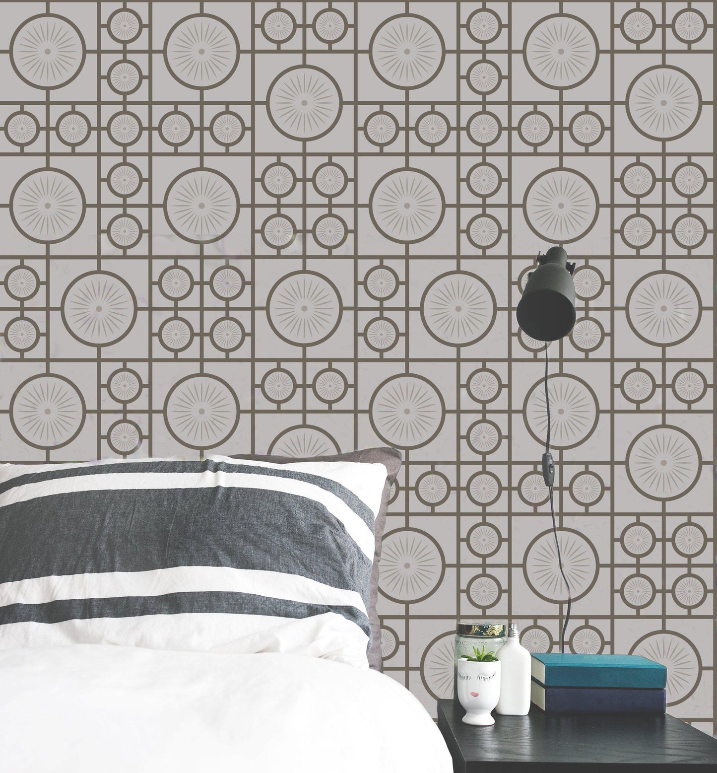 Retro Lino Wallpaper - Grey - Thick Lines