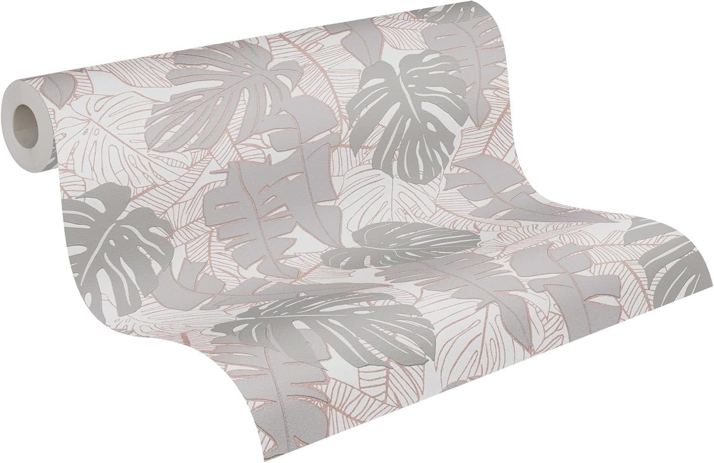 Metallic Monstera Fronds Wallpaper - House of Turnowsky - Beige
