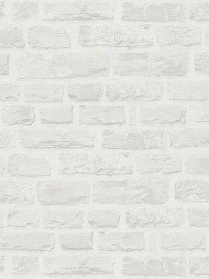 Classic Brickstone - Natural Wallpaper - White