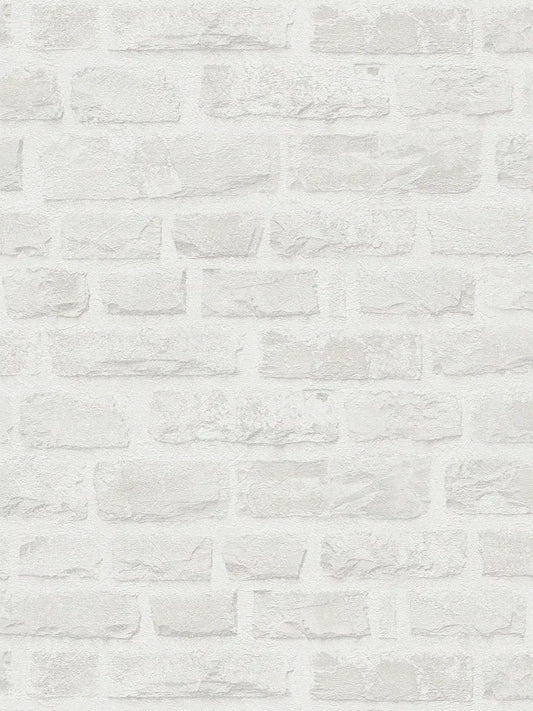 Classic Brickstone - Natural Wallpaper - White