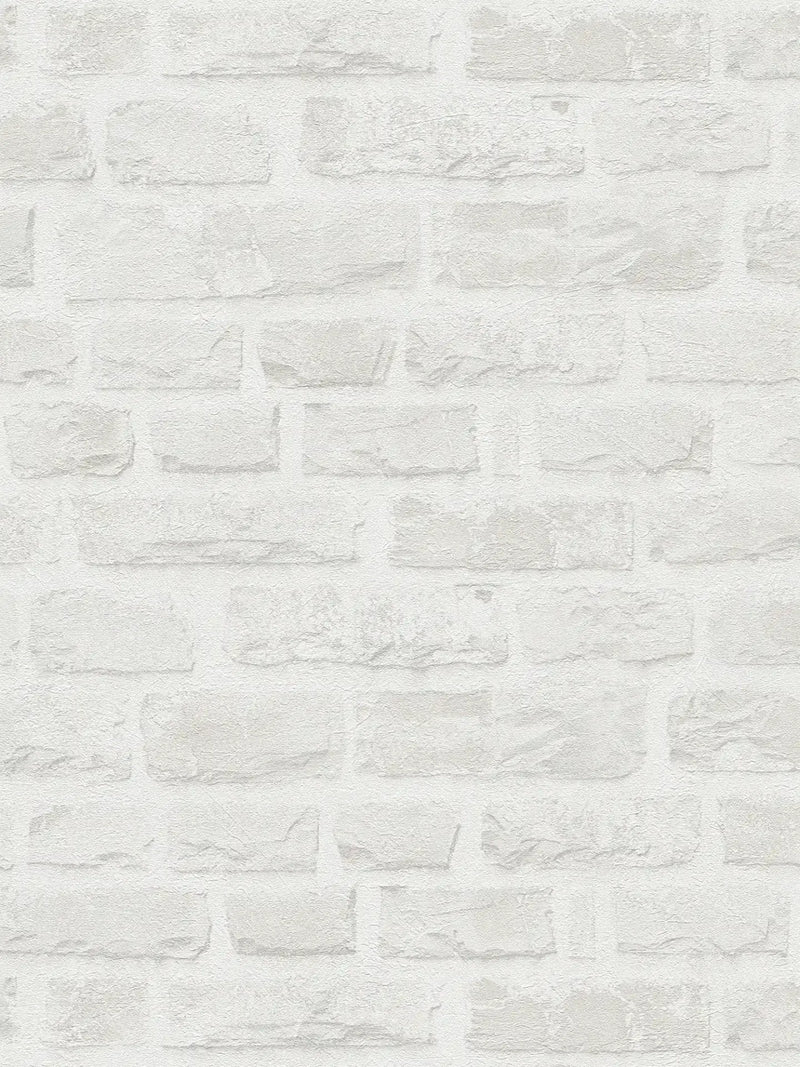 Classic Brickstone - Natural Wallpaper - White