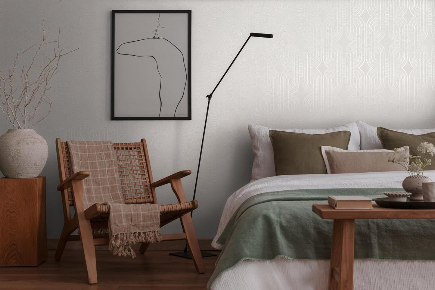 French Affair Wallpaper - White Metallic