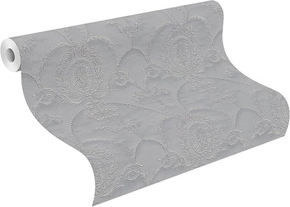 Rich Trianon Damask Wallpaper - Grey - Discontinuing