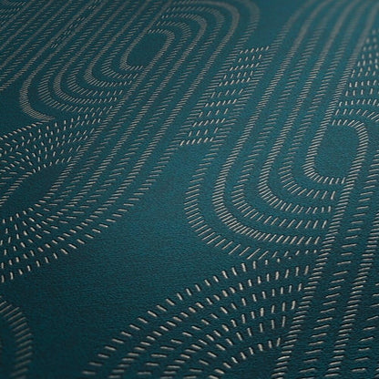 French Affair Wallpaper - Blue Metallic