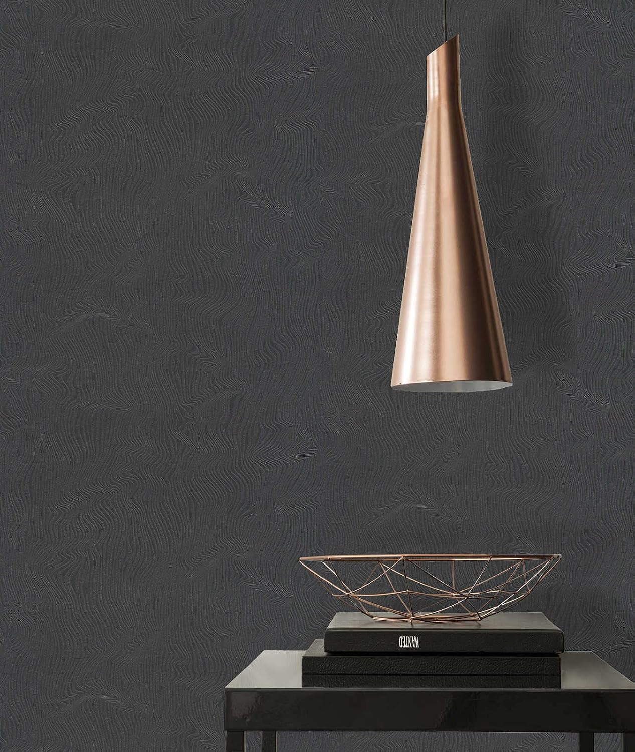 Ripple Glitter Effect Wallpaper - Black
