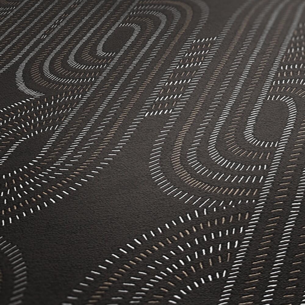 French Affair Wallpaper - Black Metallic