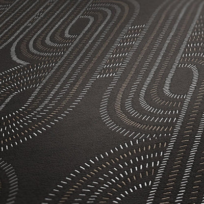 French Affair Wallpaper - Black Metallic