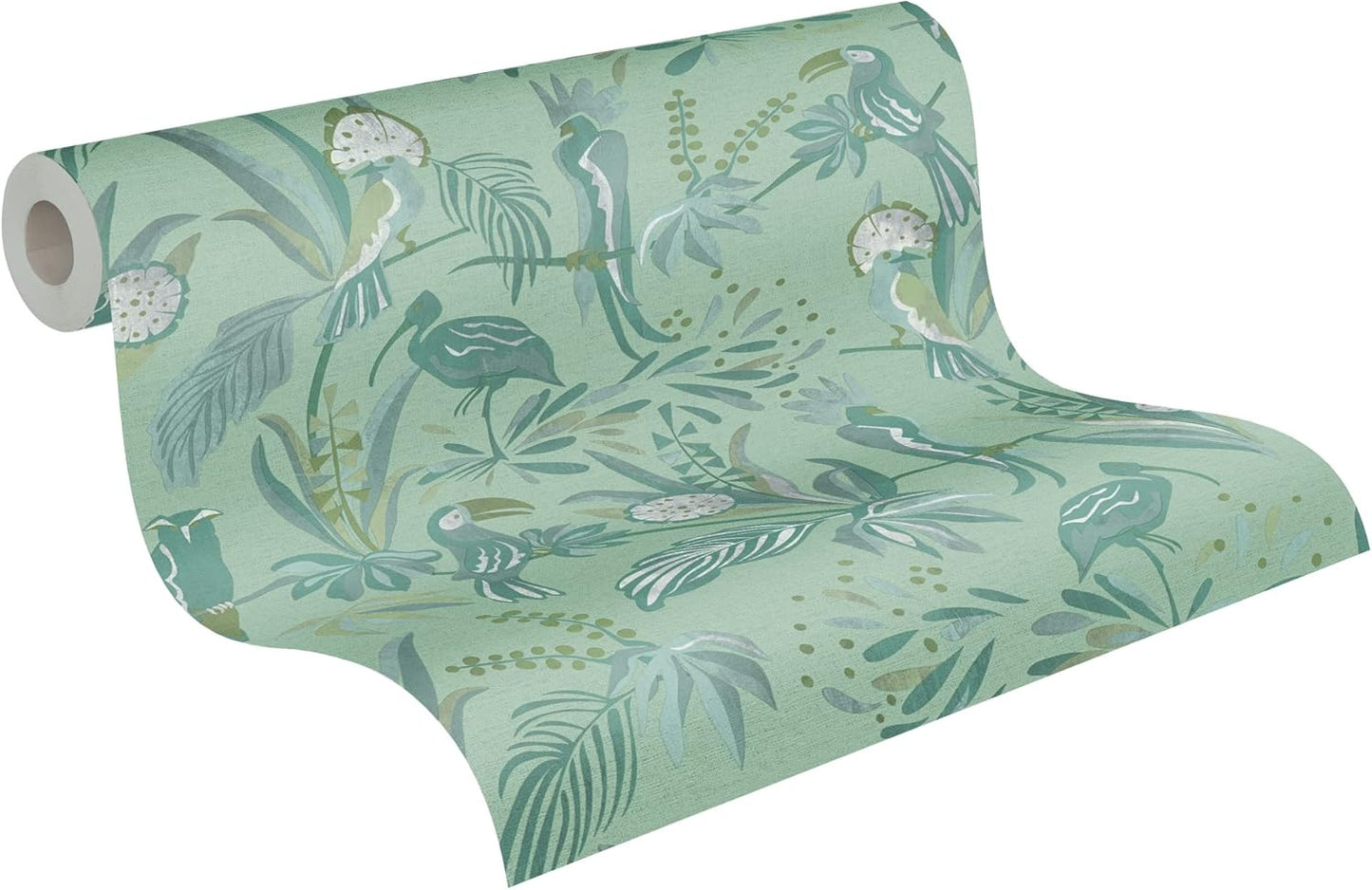Jungle Birds Vinyl Wallpaper - Green - Discontinuing