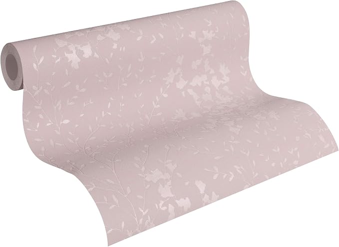 Mauve Floral Vinyl Wallpaper - Mauve - Due January 2027