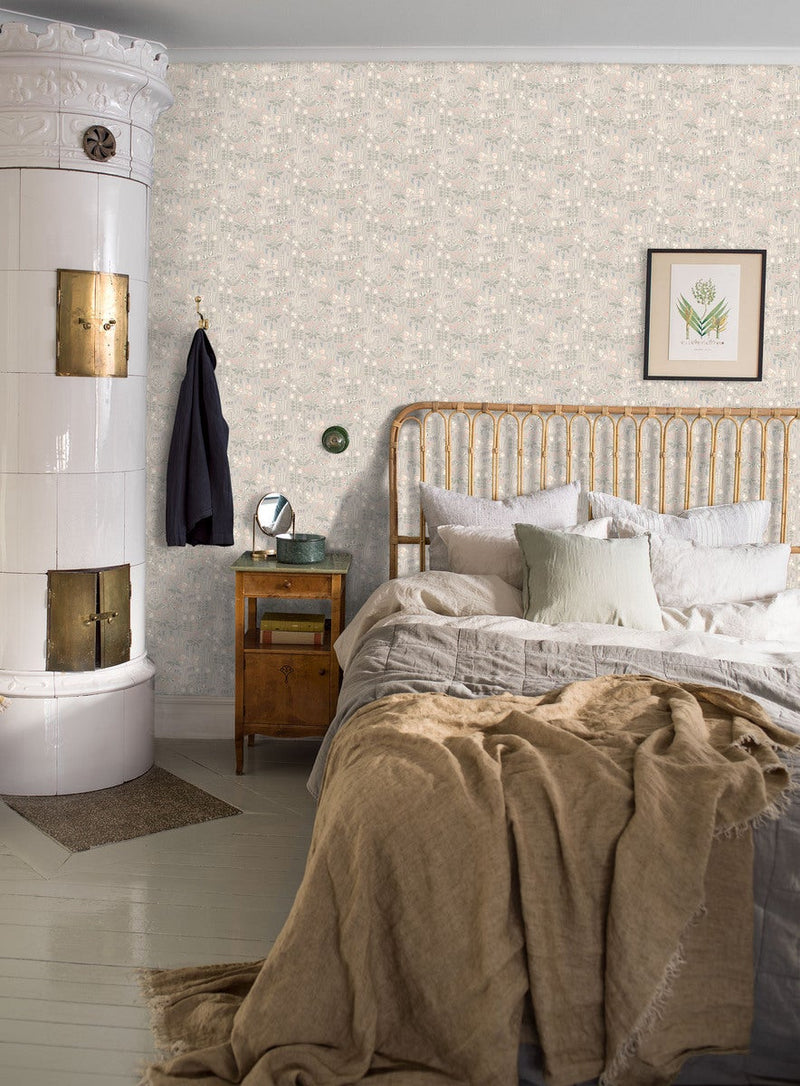 Strawberry Fields Wallpaper - Grey/Green