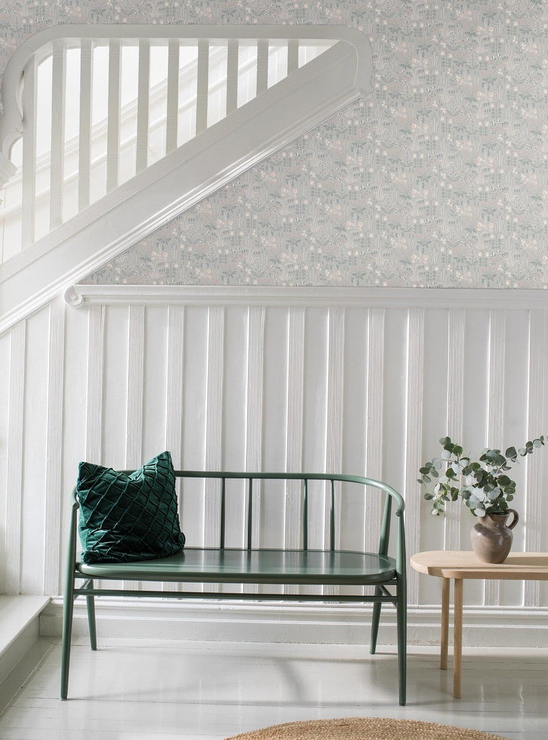 Strawberry Fields Wallpaper - Grey/Green