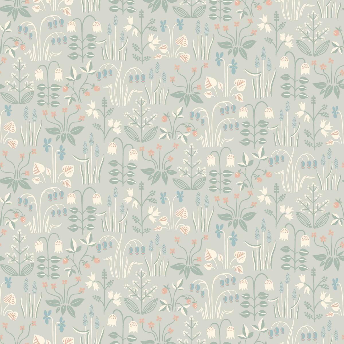 Strawberry Fields Wallpaper - Grey/Green