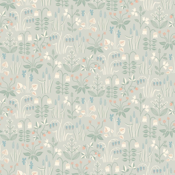 Sample - Strawberry Fields Wallpaper - Grey/Green