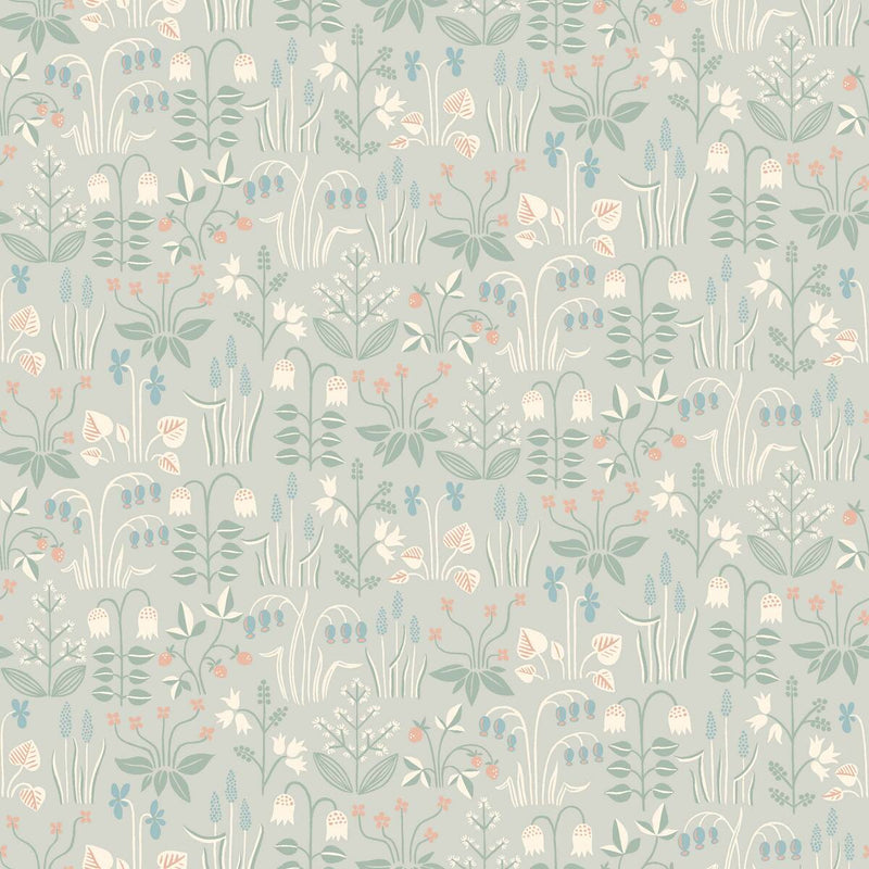 Strawberry Fields Wallpaper - Grey/Green