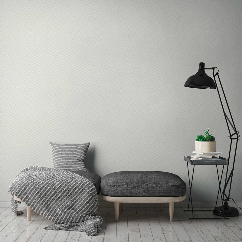 Geometric Paris Wallpaper - White