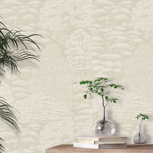 Woodland Toile Wallpaper - Ivory and Neutral