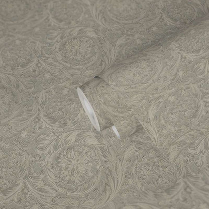 Versace Floral Garland Wallpaper - Silver/Grey-1