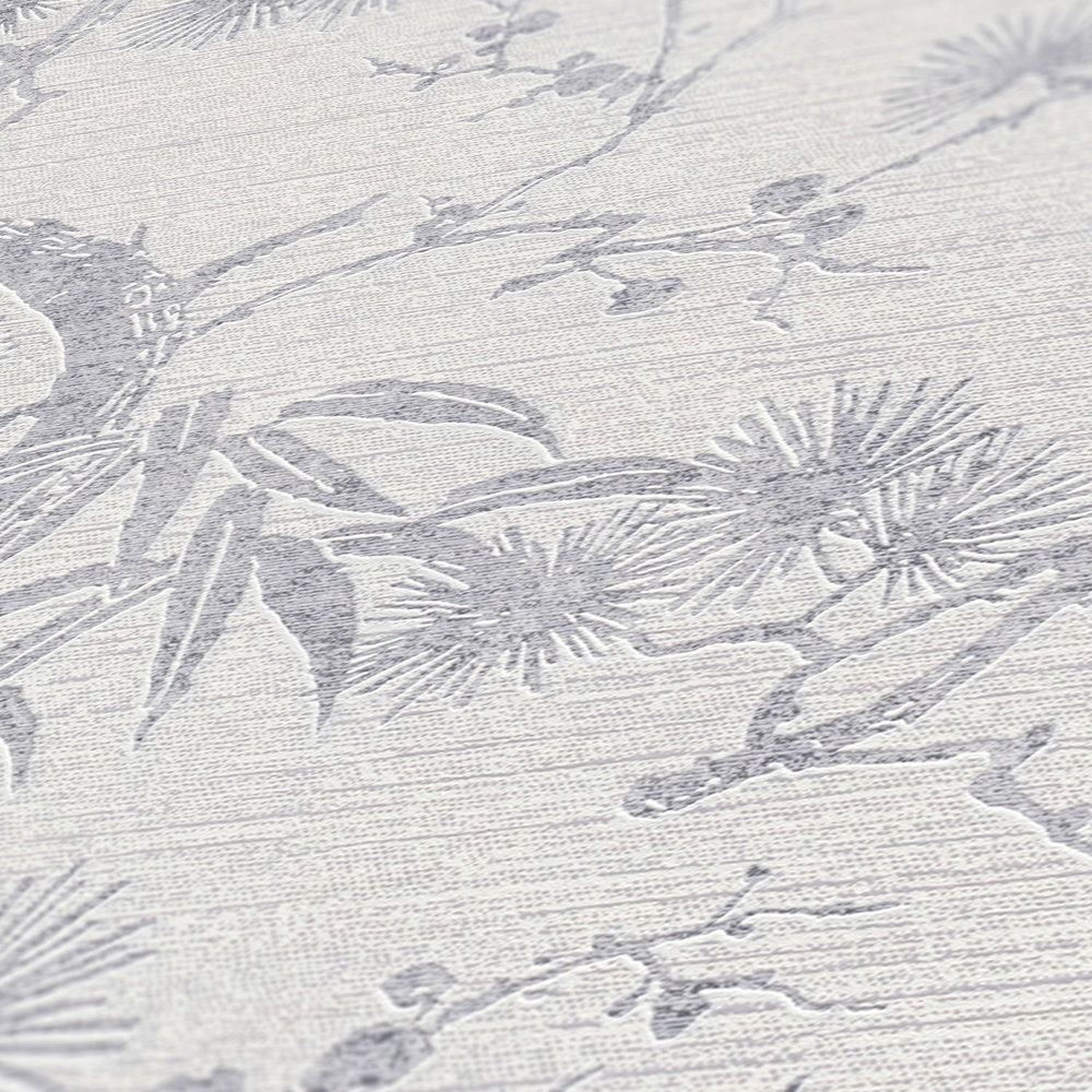 Tokyo Garden Wallpaper - Metallic/White
