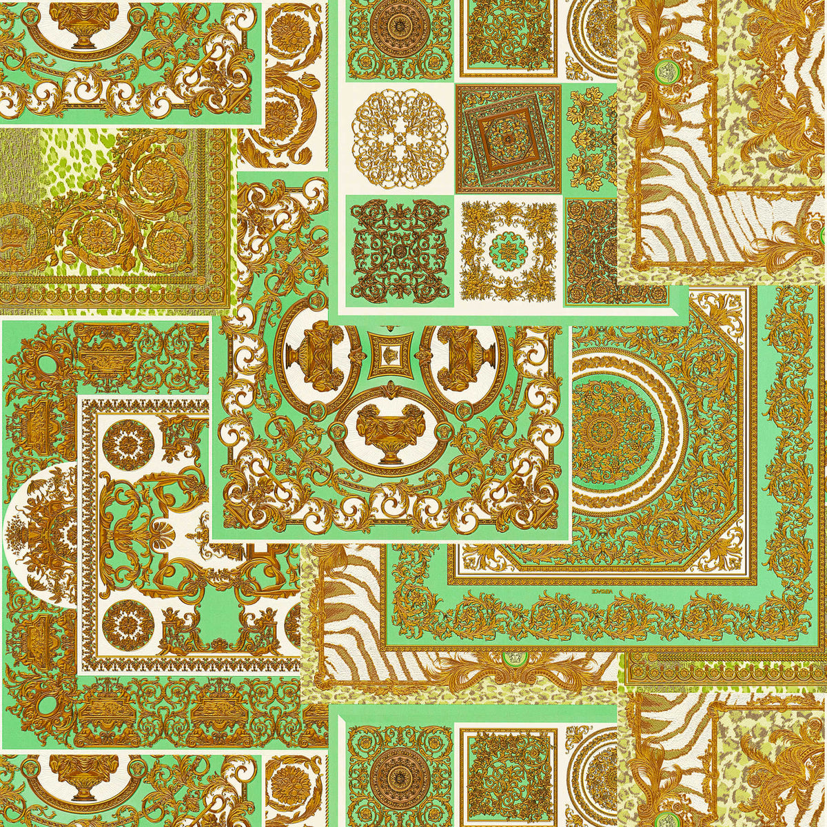 Sample - Versace Tapestry Wallpaper - Gold/Green/Brown
