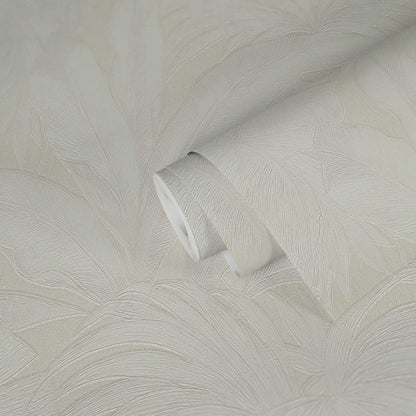 Versace Giungla Palm Leaves Wallpaper - Cream/Silver