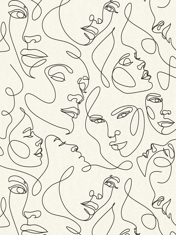 Sample – Muse Line Art Face Wallpaper – Black/White