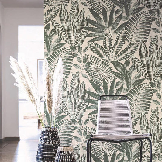 Aloes Karabane Wallpaper (Indent) - Vert Imperial