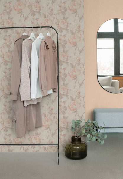 Rosalie Faded Rose Vinyl Wallpaper – Peach