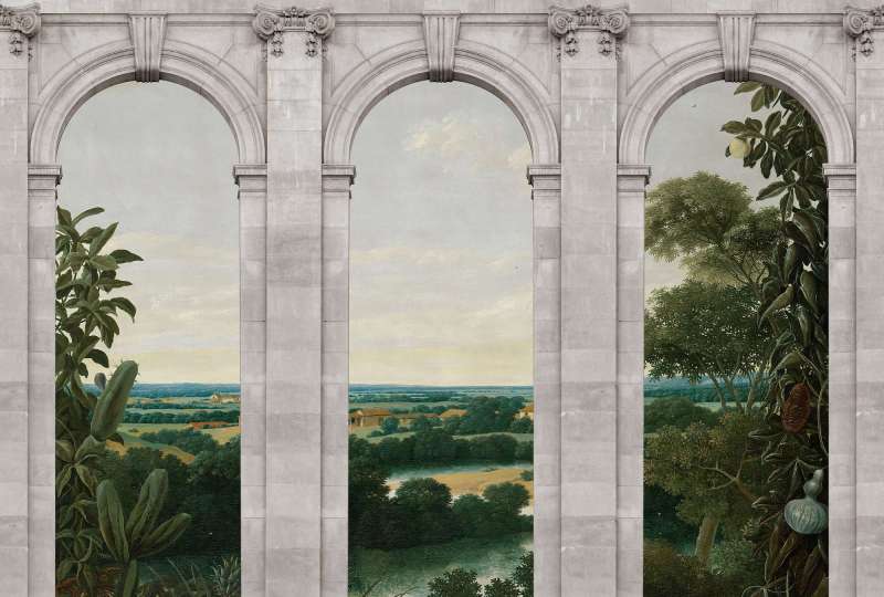 Castello Arches  - Green - Custom Sized Wallpaper Mural (per m2)