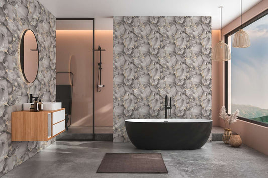 Aurum Gilded Marble Vinyl Wallpaper – Grey