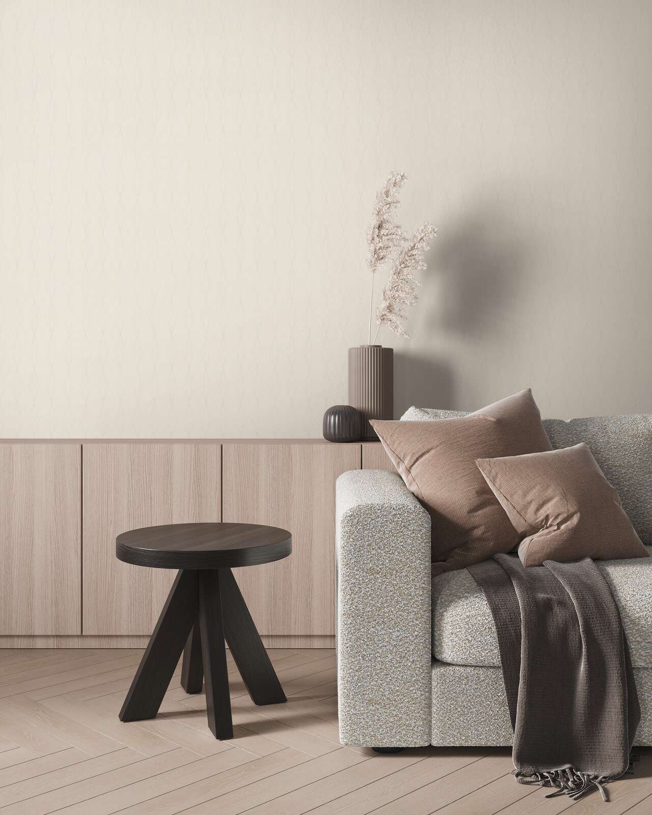 Diamond Relief Wallpaper - Cream