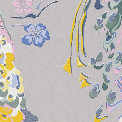 Majestic Peacock & Blossom Wallpaper - House of Turnowsky - Grey/Blue