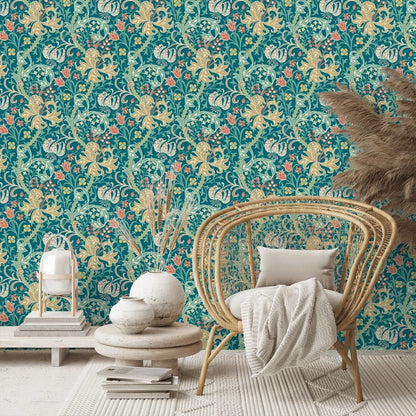Lily Ogee Wallpaper - Ohpopsi - Teal