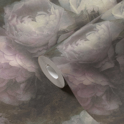 Dreamy Rose Wallpaper - Dusky Grey - Discontinuing